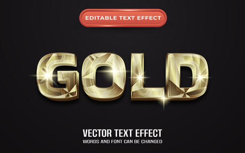 Editable text effect gold vector