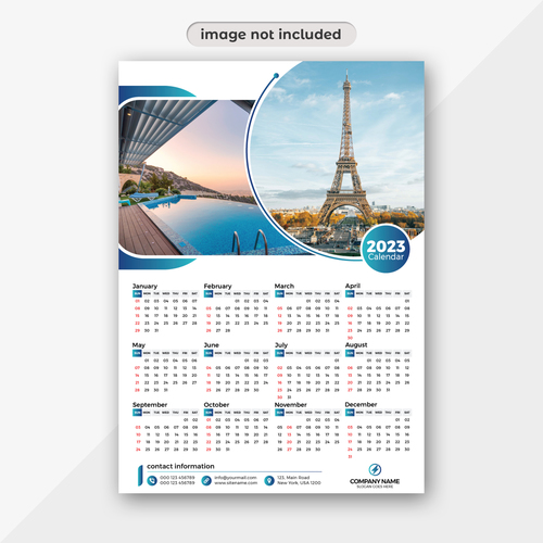 Eiffel tower background 2023 calendar vector