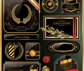 Elegant vector black gold frame label