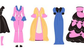 Fashion era clothing paper doll vector