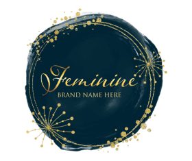 Feminine logo design in gold and watercolour vector