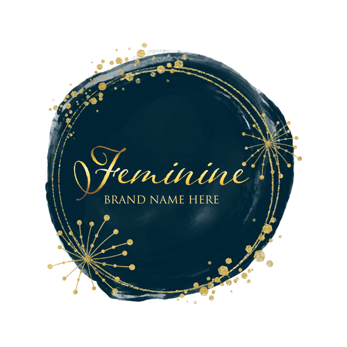 Feminine logo design in gold and watercolour vector