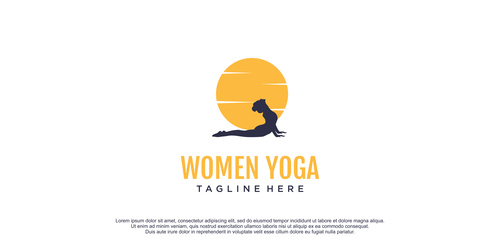 Fitness yoga logo design vector
