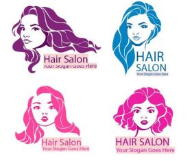 Flat hand drawn hair salon logo vector