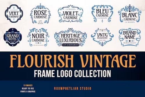 Flourish vintage logo collection vector