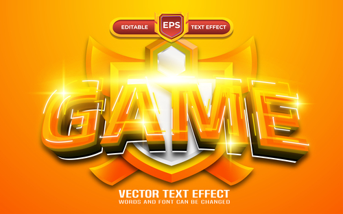 Games logo editable text effect vector