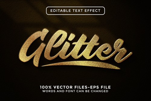 Glitter editable text effect vector