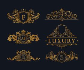 Gold logos and luxury emblems vector