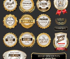 Golden badges and labels illustration super sale collection vector