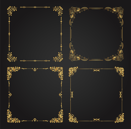 Golden frame vector swirl border ornament