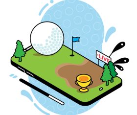 Golf live sport streaming mobile app vector