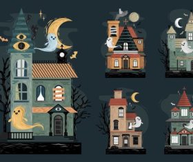 Halloween haunted houses collection vector