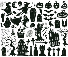 Halloween spooky evil silhouettes vector
