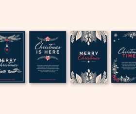 Hand drawn flat ornamental christmas cards collection vector