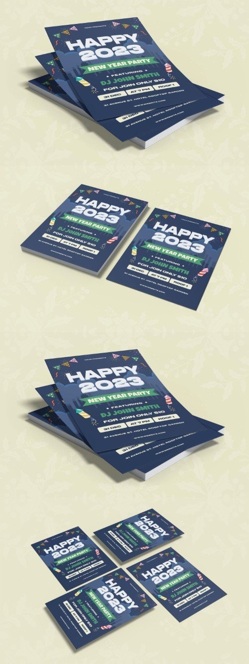 Happy 2023 New Year Party Flyer vector