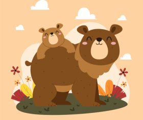 Happy bear mom and bear vector