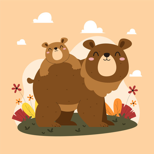 Happy bear mom and bear vector