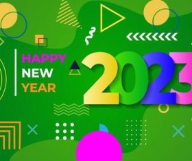 Happy new year 2023 abstract green background vector