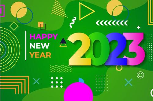 Happy new year 2023 abstract green background vector