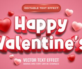 Happy valentines editable text effect vector
