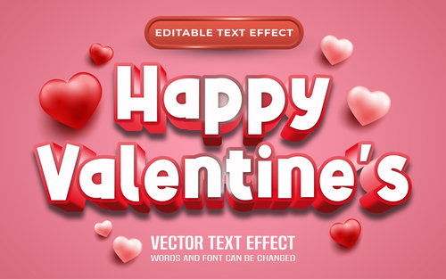 Happy valentines editable text effect vector