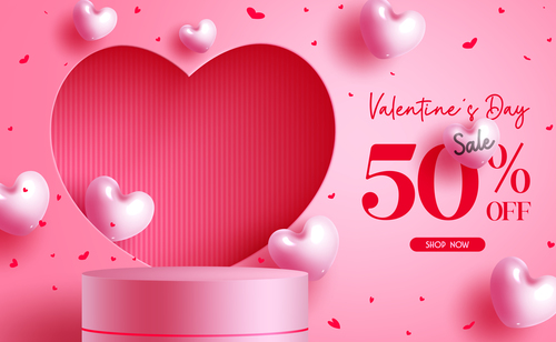Happy valentines sale day vector background with hearts vector
