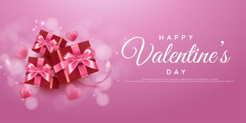 Hearts and gifts valentine day background vector