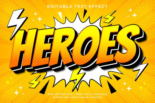 Heroes comic text style vector