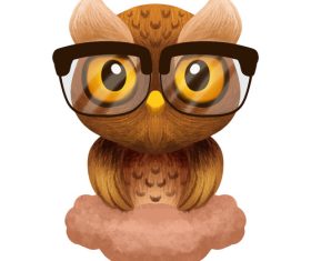 Hipster owl watercolor style isolated white background vector