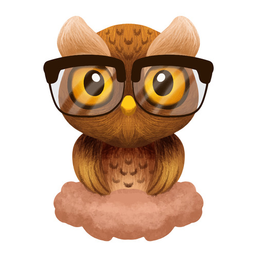 Hipster owl watercolor style isolated white background vector