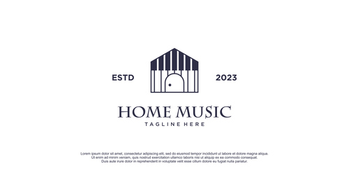 Home music logo design vector
