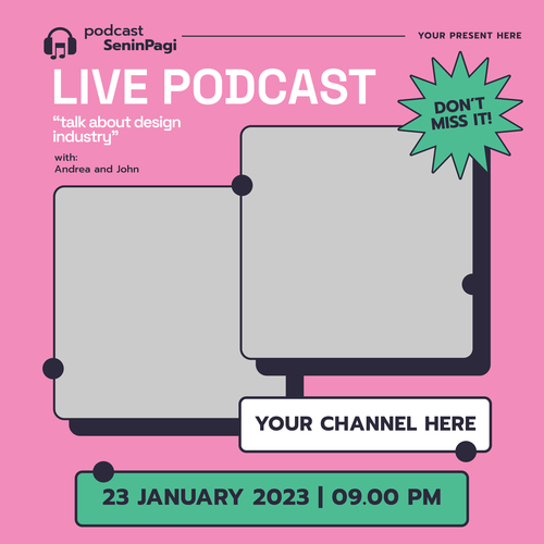IG Post live podcast design vector