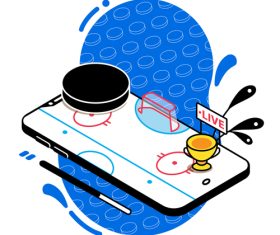Ice hockey live sport streaming mobile app vector