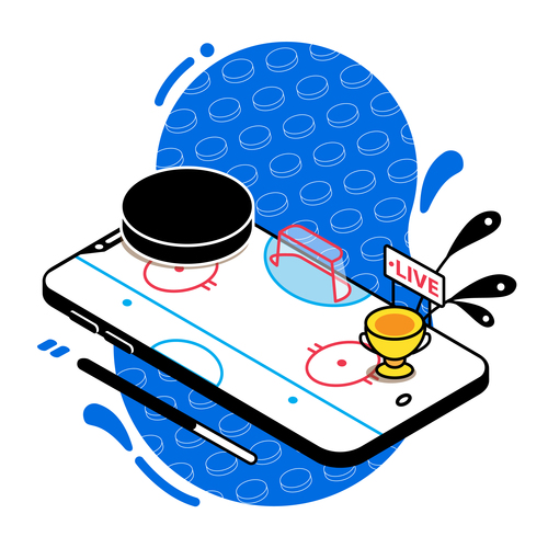 Ice hockey live sport streaming mobile app vector