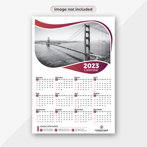 Jinmen Bridge Background 2023 calendar vector