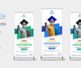 Kids school admission rollup banner vector