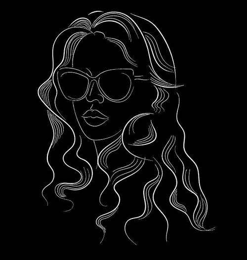 Line art long haired woman vector