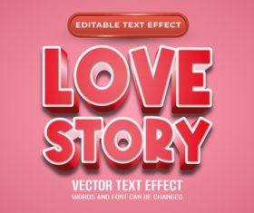 Love story editable text effect vector
