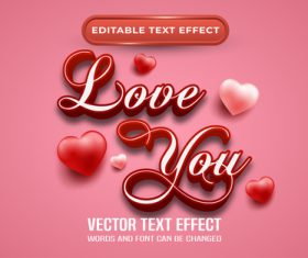 Love you editable text effect vector