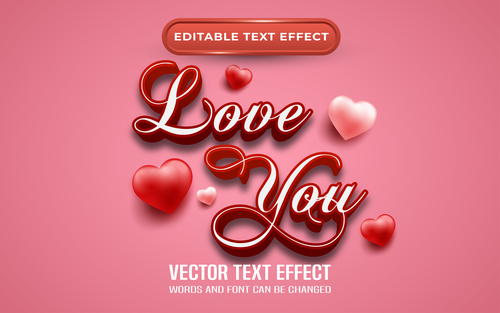 Love you editable text effect vector