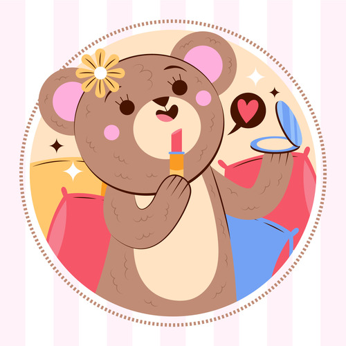 Makeup female bear vector