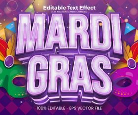 Mardi gras editable text effect vector