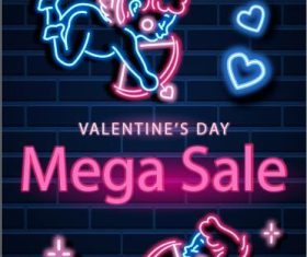 Mega sale valentines day sales background vector