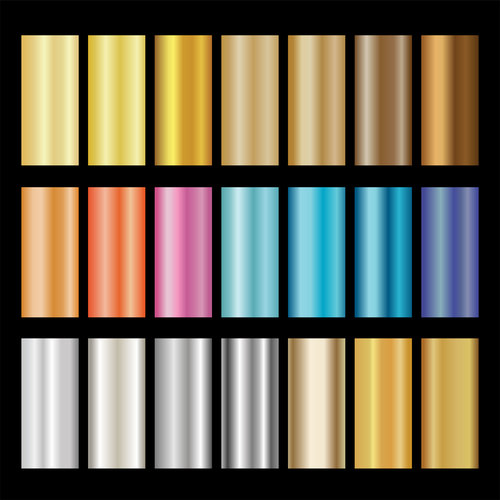 Metallic gradient collection different colors illustration vector