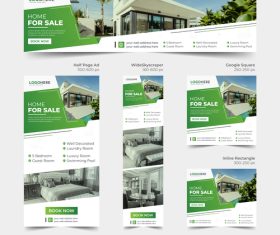 Modern real estate house web ads vector