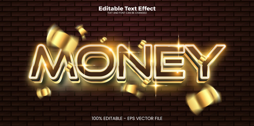 Money editable text effect vector