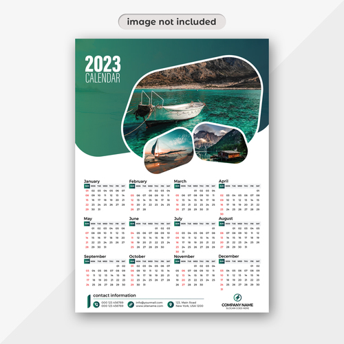 Natural scenery background 2023 calendar vector