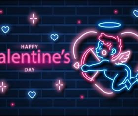 Neon lights celebrate valentines day background vector