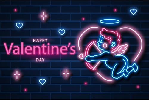 Neon lights celebrate valentines day background vector
