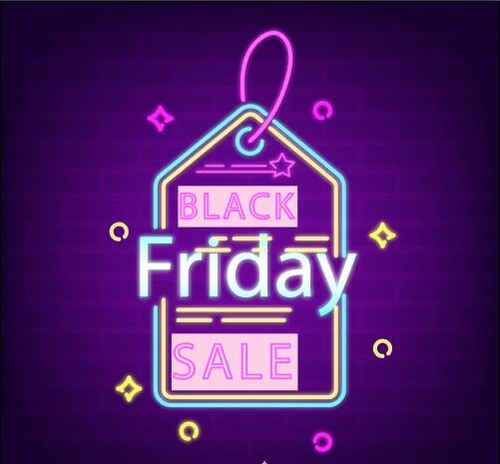 Neon style black friday sale background vector